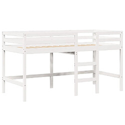 Acheter Vidaxl Lit superposé et échelle et toit blanc 90x200cm bois pin massif