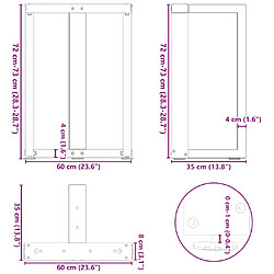 vidaXL Pieds de table à manger forme de T 2 pcs 60x35x(72-73) cm acier pas cher