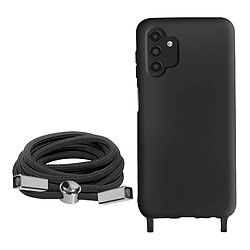 Avizar Coque Cordon Samsung Galaxy A13 4G Semi-rigide Lanière Tour du Cou 80cm Noir