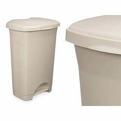 BigBuy Home Poubelle à pédale Beige Plastique 50 L (3 Unités)