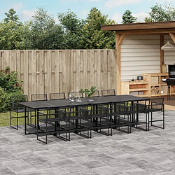 vidaXL Ensemble à manger de jardin 13 pcs noir résine tressée