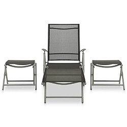 vidaXL Salon de jardin 3 pcs textilène et aluminium argenté