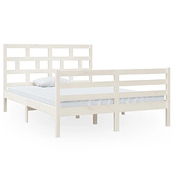 Maison Chic Lit adulte - Lit simple Cadre de lit,Structure du lit Contemporain Blanc Bois massif 140x200 cm -MN91556