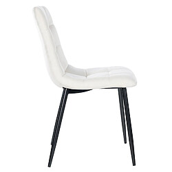 Decoshop26 Chaise de salle à manger x1 coutures forme carrées en velours blanc crème pieds en métal noir 10_0001959