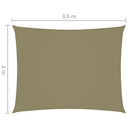 Helloshop26 Voile toile d'ombrage parasol tissu oxford rectangulaire 2 x 3,5 m beige 02_0009602 pas cher