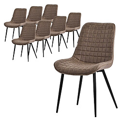 ML-Design Lot de 8 Chaises de Salle à Manger, Marron, Assise en Simili avec Pieds Métalliques Noirs