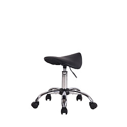 Avis Decoshop26 Tabouret de travail sur roulettes en synthétique noir support en métal chromé TABO10195