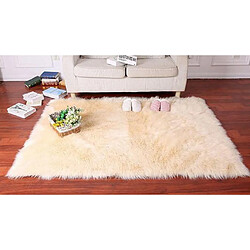 Acheter 40x90cm tapis de laine artificielle moelleux tapis de sol tapis de siège coussin beige