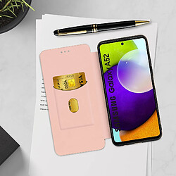 Acheter Avizar Housse Galaxy A52 5G Clapet Porte-carte Dragonne Effet Carbone rose champagne