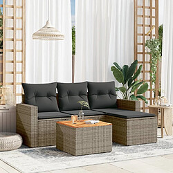 Maison Chic Salon de jardin 5 pcs avec coussins | Ensemble de Table et chaises | Mobilier d'Extérieur gris résine tressée -GKD39366