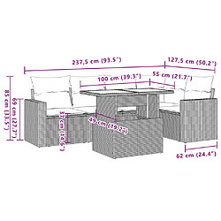 vidaXL Salon de jardin avec coussins 6 pcs beige résine tressée pas cher