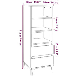 vidaXL Buffet haut Blanc brillant 40x36x110 cm Bois d'ingénierie pas cher