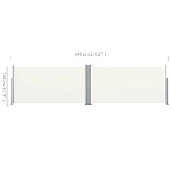 vidaXL Auvent latéral rétractable 160x600 cm Crème pas cher