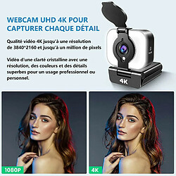 Avis Chrono Webcam, Webcam USB avec Microphone et Couvercle de Confidentialité 4K UHD,pour Ordinateur Personnel, Mac, Ordinateur Portable, Webcam de « Plug and Play » pour Appels-Vidéo, Études, Conférences, Jeux(Noir)