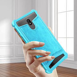 Avis Avizar Coque Téléphone 5.3'' à 5.5'' Silicone Gel Coins Bumper Dos Effet Cuir Turquoise