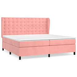 vidaXL Sommier à lattes de lit avec matelas Rose 200x200 cm Velours