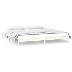 Avis vidaXL Cadre de lit à LED sans matelas blanc 160x200 cm bois massif