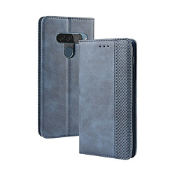 Wewoo Housse Coque Étui en cuir à boucle magnétique avec rétro pour Crazy Horse Texture horizontale LG G8S ThinQavec porte-carte et fentes cartes et cadre photo Bleu