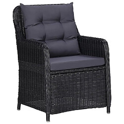 Maison Chic Lot de 2 Chaises de jardin,Fauteuil d'extérieur avec coussins Résine tressée Noir -MN40245