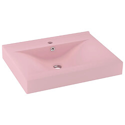 vidaXL Lavabo avec trou de robinet Rose mat 60x46 cm Céramique