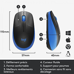 Souris sans fil - Logitech - M190 ergonomique - Bleu pas cher