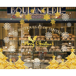 2PCS Électrostatique Décoration de Noël Sticker Golden Sapin de Noël Sticker Wall Sticker Shopping Shopping Mall Fenêtre Décoration