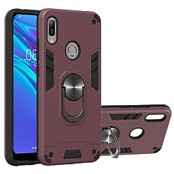 Coque en TPU détachable 2 en 1 avec béquille rotative rouge vin pour votre Huawei Honor 8A/Y6 (2019) avec Fingerprint Sensor