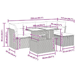 vidaXL Salon de jardin 6 pcs avec coussins gris clair résine tressée pas cher