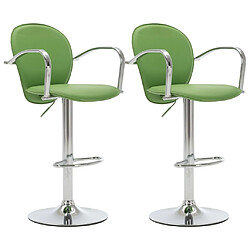 vidaXL Tabourets de bar avec accoudoir lot de 2 vert similicuir