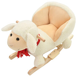 Avis vidaXL Mouton à bascule avec dossier Peluche 60x32x50 cm Blanc