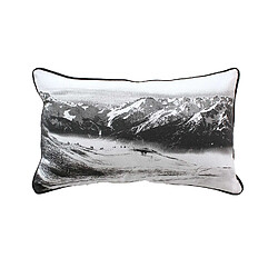 Toilinux Coussin imprimé montagne Epicéa - 30 x 50 cm - Blanc