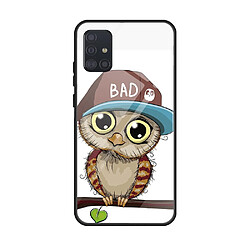 Coque en TPU verre de surface d'impression hibou pour votre Samsung Galaxy A71