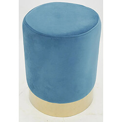 Avis Aubry Gaspard Pouf en velours et métal doré bleu.