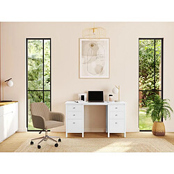 Vente-Unique Chaise de bureau - Velours - Beige - Hauteur réglable - ELEANA