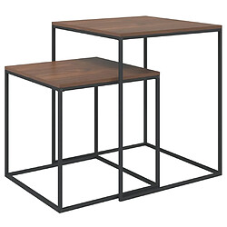 Maison Chic Ensemble de 2 Tables basses,Table Console pour salon Bois d'ingénierie et métal -MN62981