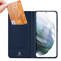 Dux Ducis Etui en PU avec support et porte-carte bleu marine pour votre Samsung Galaxy S21 FE