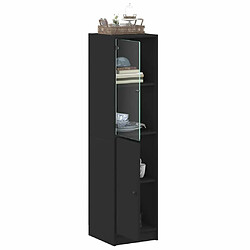 Maison Chic Commode Buffet - Meuble de rangement avec porte en verre noir 35x37x142 cm -GKD43302 pas cher