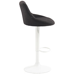 Decoshop26 Tabouret de bar chaise haute x 1 avec coutures décoratives assise en tissu gris foncé pieds métal blanc 10_0005092