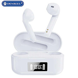 Chrono Écouteur Bluetooth Écouteurs sans Fil in Ear 5.1 HiFi Stéréo 40H d’Autonomie Boitier avec Affichage Numérique Oreillettes avec Contrôle Tactile Micro IPX5 Etanche pour iOS Android Samsung(Blanc)