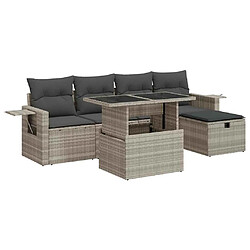 vidaXL Salon de jardin 6 pcs avec coussins gris clair résine tressée