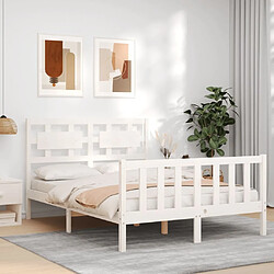 Acheter Maison Chic Cadre/structure de lit avec tête de lit pour adulte - Lit Moderne Chambre blanc 120x200 cm bois massif -MN95338