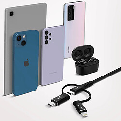 Akashi Cable de charge 3en1 connecteur USB-C pas cher