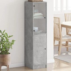 Maison Chic Commode Buffet - Meuble de rangement avec porte en verre gris béton 35x37x142 cm -GKD42919