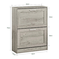 Acheter SoBuy FSR137-HG Meuble à Chaussures Armoire à Chaussures Commode à Chaussures Meuble d'entrée avec 2 Abattants, Gris, Effet Bois,