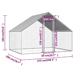 vidaXL Poulailler d'extérieur 2,75 x 2 x 1,92 m Acier galvanisé pas cher