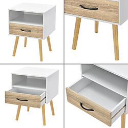 Acheter Helloshop26 Table de chevet de nuit commode à tiroir meuble ba avec rangement 57 cm blanc 03_0006228