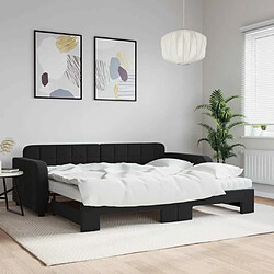 Maison Chic Lit d'appoint avec gigogne et matelas | Lit de jour | Lit de repos noir 90x200 cm velours -GKD53580