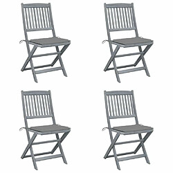 Maison Chic Lot de 4 Chaises pliables d'extérieur avec coussins | chaises de jardin | Fauteuil Relax Bois d'acacia -GKD30180