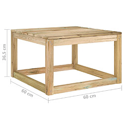 vidaXL Tables palette de jardin 2pcs 60x60x36,5cm Bois de pin imprégné pas cher