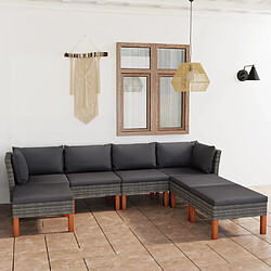 vidaXL Salon de jardin 7 pcs avec coussins Résine tressée Gris